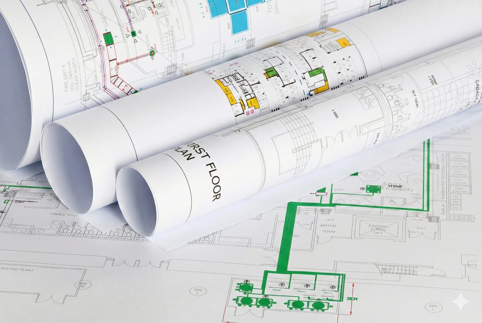 PrintMyDrawings color line plan printing service for professional large format architectural plans and construction documents on crease-free bond paper.