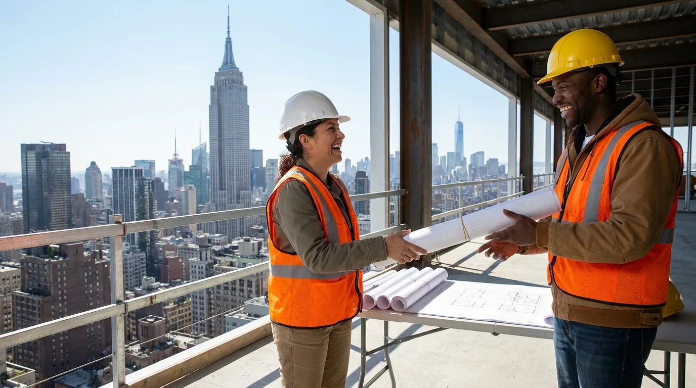 Architects on construction site