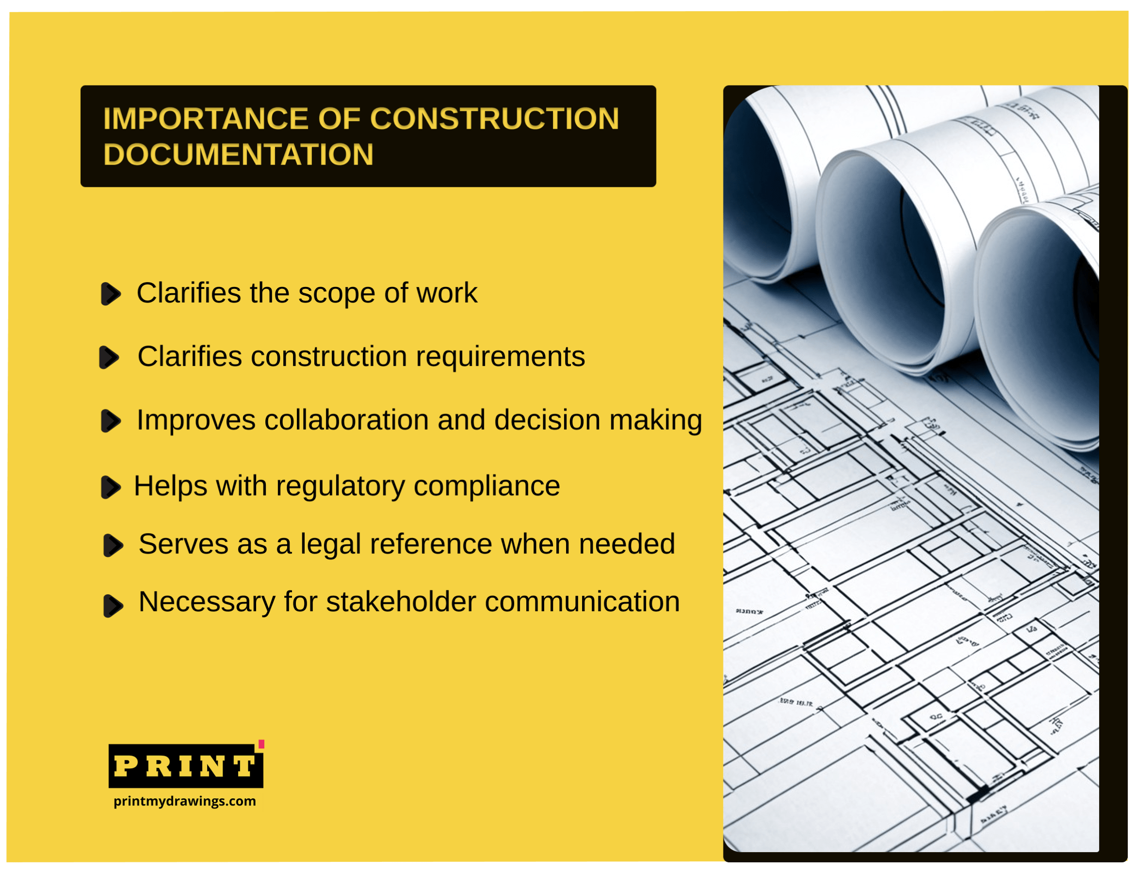 Importance of construction documentation. Print construction documents.