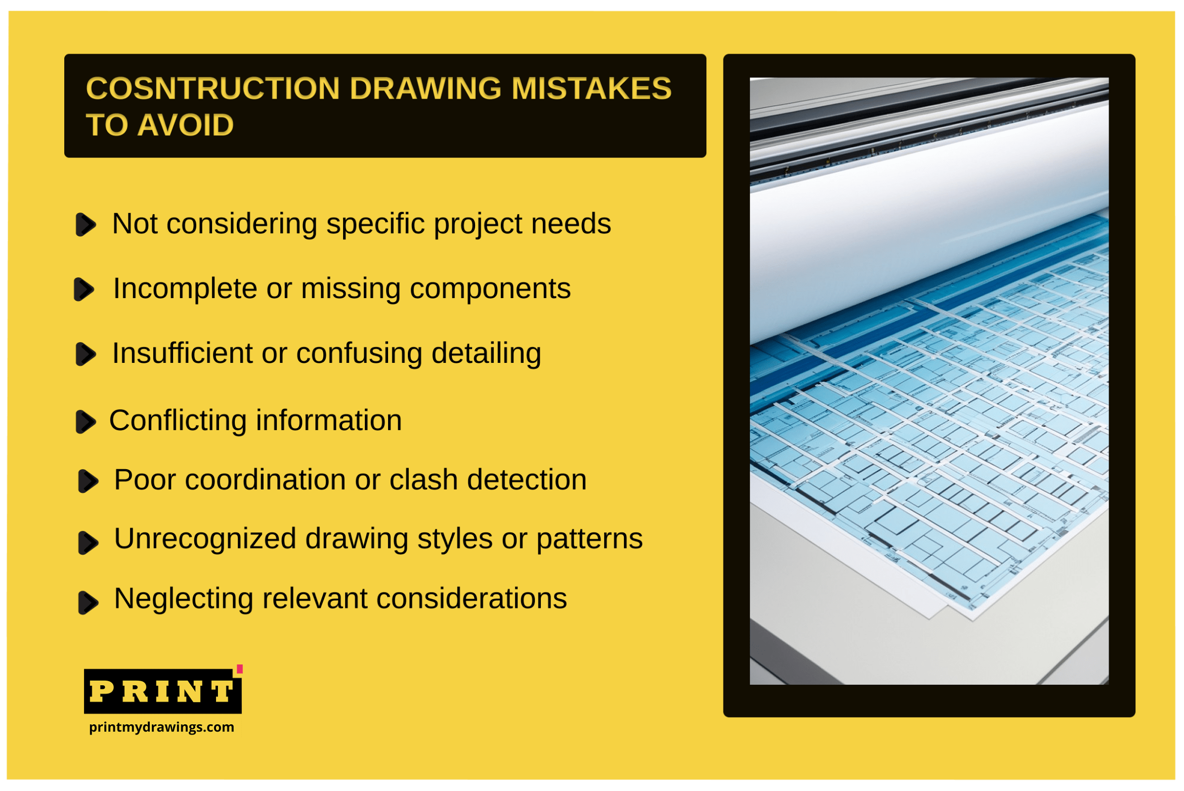 Construction drawing mistakes to avoid. printmydrawings, construction plan printing services.
